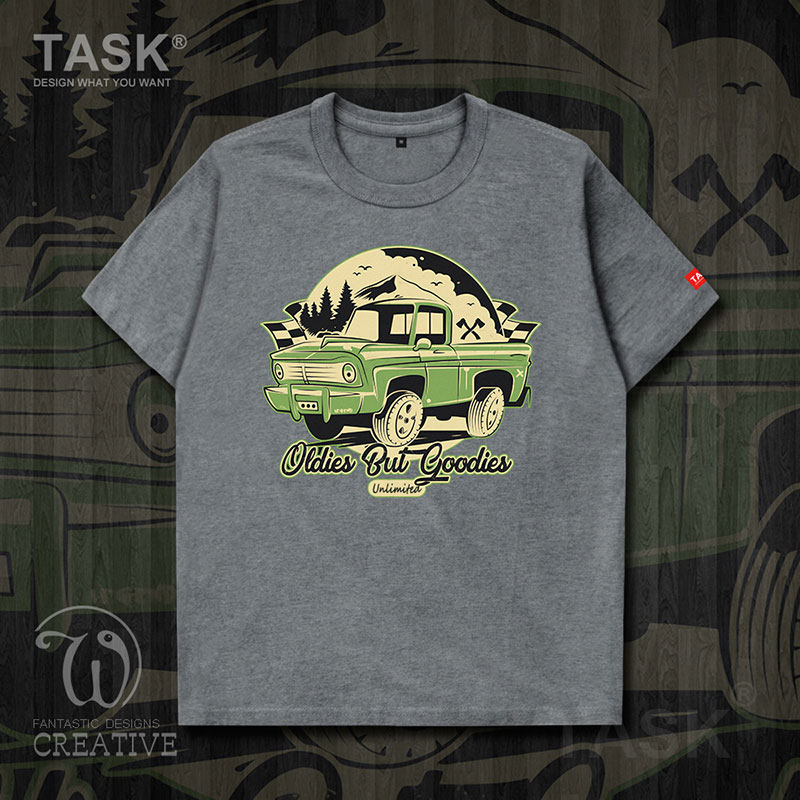 Minh họa TASK cổ điển Xe tải Vintage Nostalgic Classic Car Student Short-Sleeve T-Shirt nam và nữ Loose R-A áo 03-0007