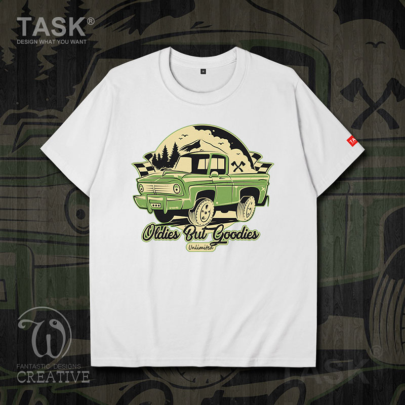 Minh họa TASK cổ điển Xe tải Vintage Nostalgic Classic Car Student Short-Sleeve T-Shirt nam và nữ Loose R-A áo 03-0007