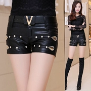 Quần short da nữ 2018 thu đông mới khoan nóng Quần skinny da ngắn gợi cảm mỏng vừa vặn với quần PU size rộng