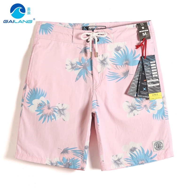 Gailang cotton và lanh pha trộn mỏng xu hướng mùa hè quần short giản dị bên bờ biển kỳ nghỉ du lịch quần đi biển năm điểm của nam giới - Quần bãi biển