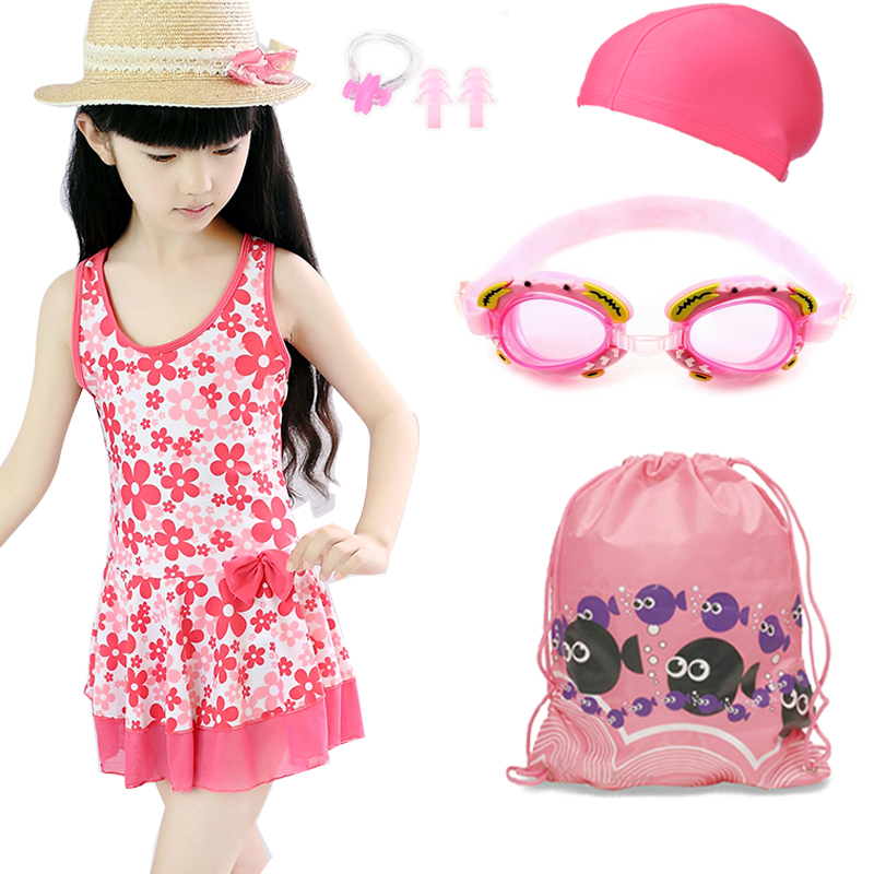 South Korean 3 children swimsuit 4 girl cute strawberry even body swimsuit children swimsuit two-style girl 6 years 7 years old