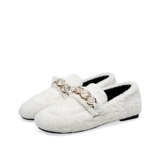 Белая зимняя обувь из жемчуга, флисовые туфли, популярно в интернете