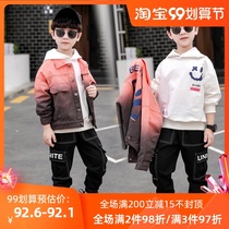 Boy set 2021 spring new middle and big boy handsome cool children Spring and Autumn dress Korean version of denim three sets tide