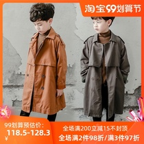 Boys windbreaker coat spring and autumn 2021 New style 12-year-old children English wind long windbreaker Autumn Tide