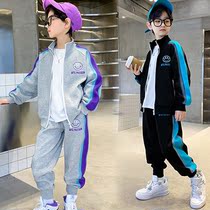 Boys suits are handsome and fashionable 2022 spring - up new zipper - shirt street children spring - fall sports two - piece sets