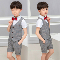 Boys dress suit British wind summer short sleeve suit flower child performing clothes in the big childs piano performance three set