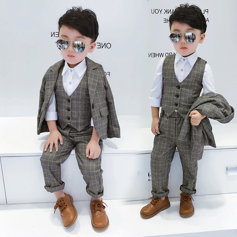 Boy suit suit autumn four pieces of air children performing dress piano playing children Englishfashion handsome