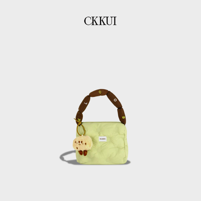 Ckkui Korean Style Fresh Quilted Bag 2026 New Cotton-Padded down Bag Lazy Style Handbag Small Tote Bag