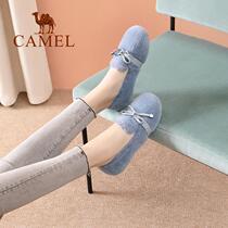 Camel womens shoes winter plus Velvet Bean shoes pregnant womens shoes female mother shoes flat shoes hair hair single shoes A042266258