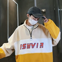Mùa thu đông phiên bản Hàn Quốc của xu hướng áo len cao cổ nam có phần dày cộng với nhung lỏng thường mặc áo khoác nam hiphop hoang dã hoodie nam đẹp