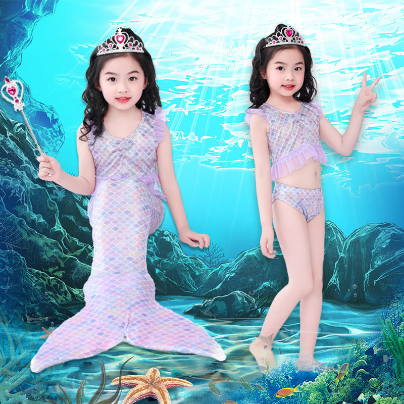Mermaid tail child princess skirt girl soaking hot spring purple swimming clothes girls mermaid costume