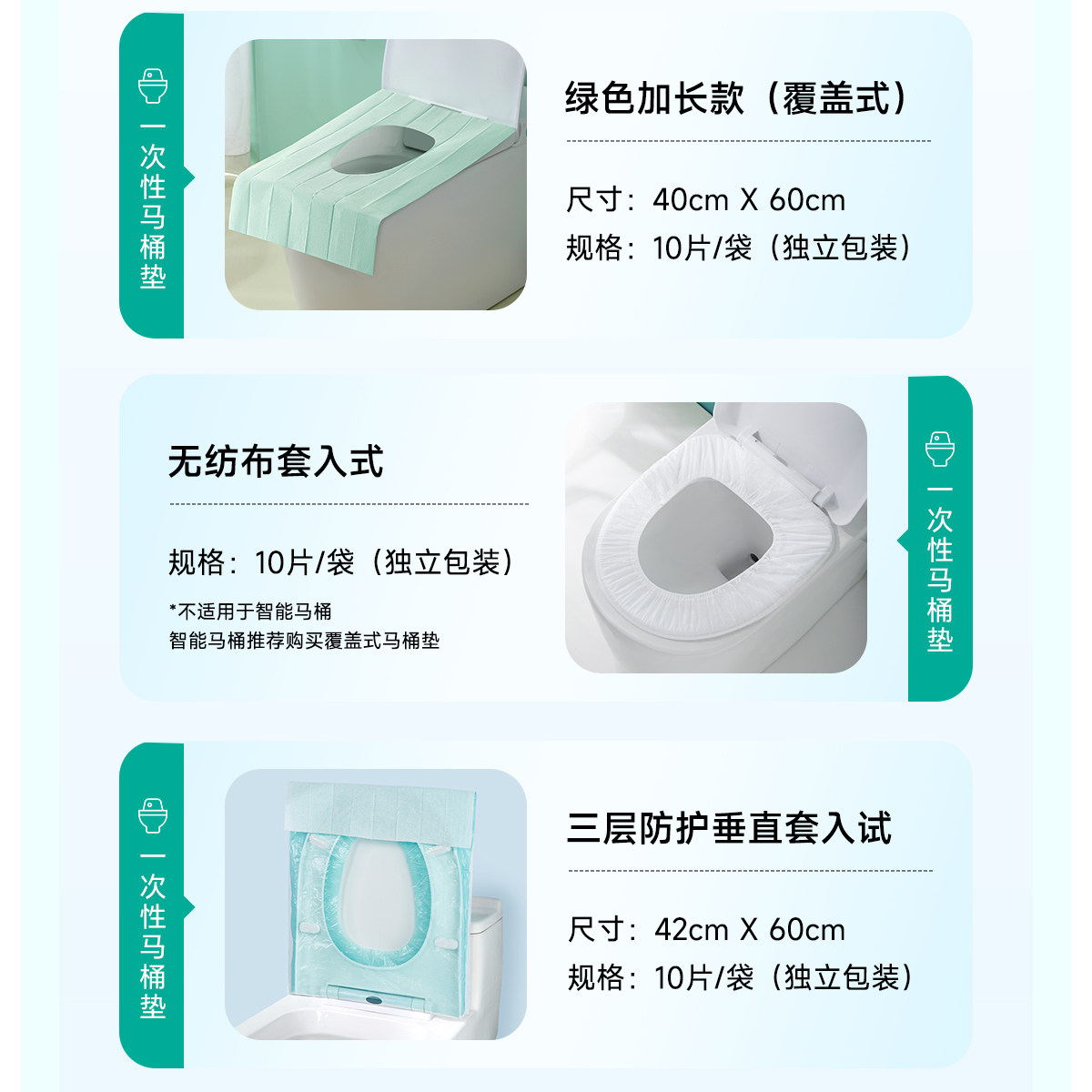 蓓安适 产妇专用灭菌一次性马桶垫 40*60cm 10片装 加厚防水坐便套 独立包装 产后月子待产包必备