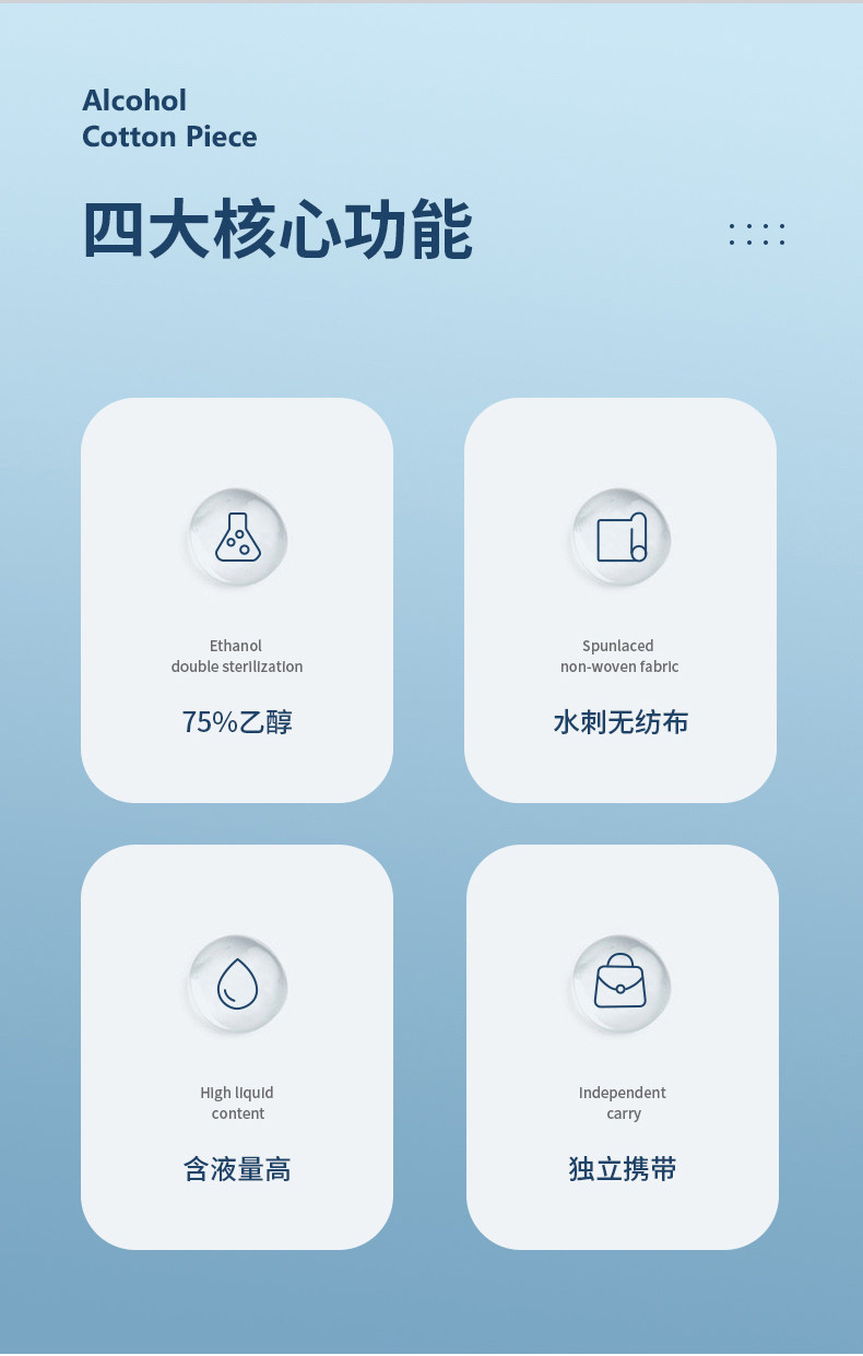 【中国直邮】蓓安适 酒精棉片 6*6cm 100片/盒 75度乙醇消毒