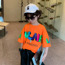 Tide version boy slim fit pure cotton short sleeve T-shirt summer dress child round collar upper clothes CUHK child loose Korean version compassionate