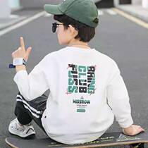 Boy pure cotton blouse white long sleeve T-shirt CUHK Children boy Nehitch Spring autumn new Korean version handsome and round collar t