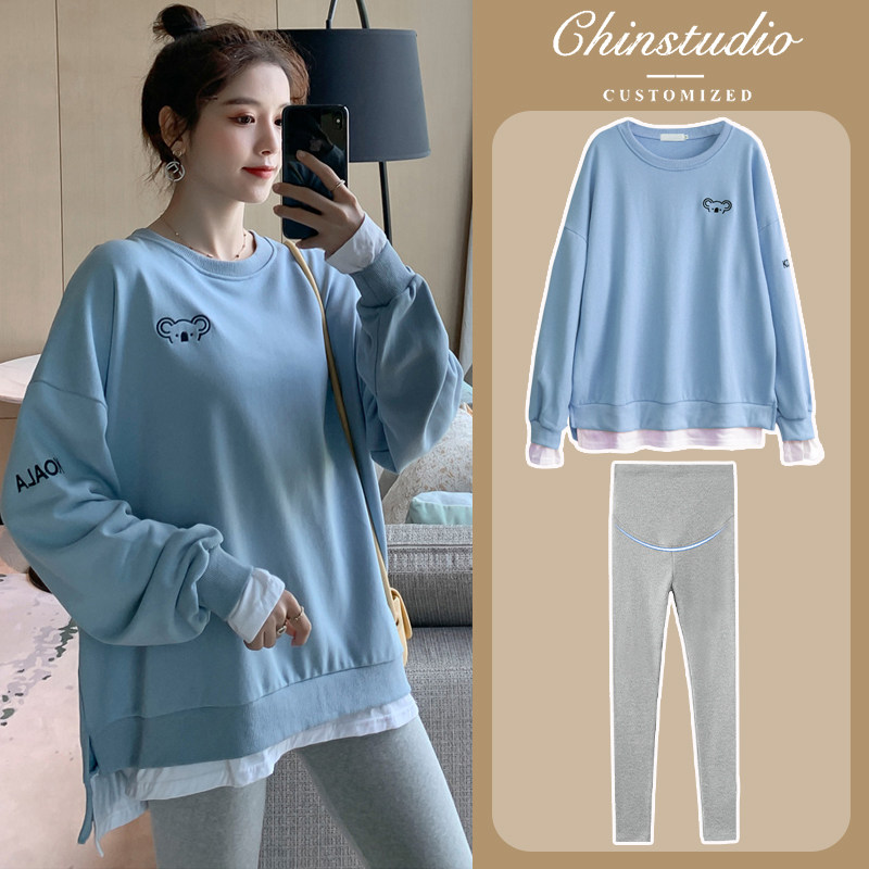 Pregnant women autumn Net red suit short fashion pregnant women spring autumn coat tide loose casual autumn