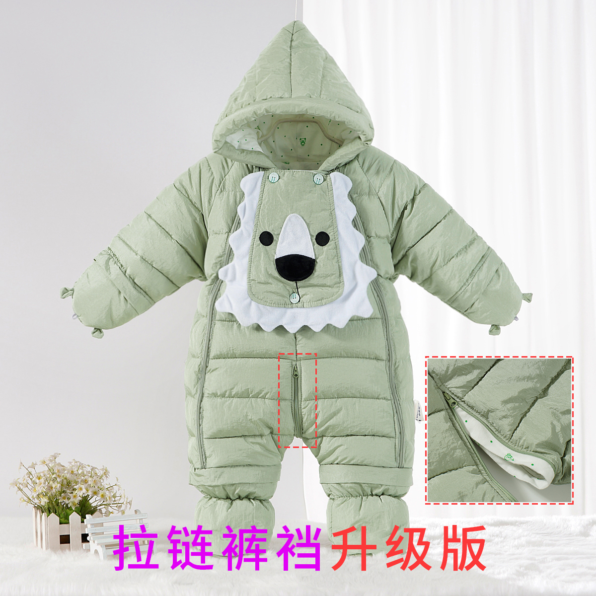 Baby clothes Winter newborn down cotton coat Haiyi Baby out thickened jumpsuit Newborn warm bag feet