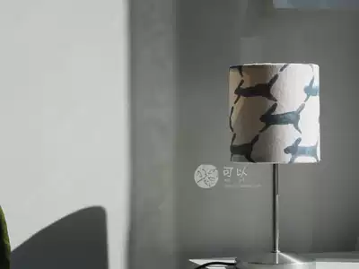 (Small island hand-made) both Chuan Ming minaperhonen running rabbit wheat ear fabric Japanese small table lamp