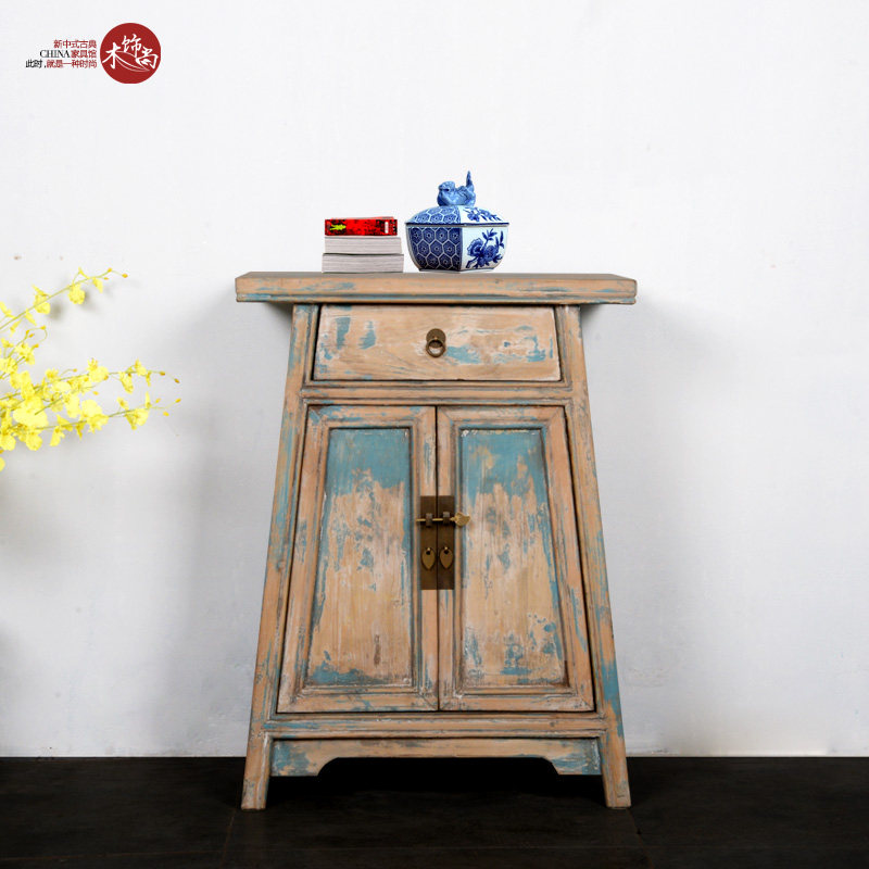 Solid wood 1 drawer 2 doors Xuanguan cabinet door hall cabinet retro to make old Xuanguan antique decoration cabinet Furnishing Cabinets New