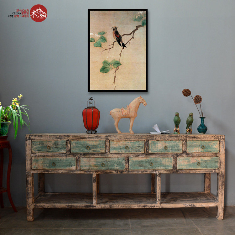 Solid wood doing old style multi-drawer side public table with dining side containing cabinet log clubhouse decoration New Chinese retro classic