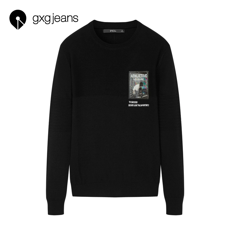 gxgjeans áo len nam mùa xuân nam in cá tính cổ tròn áo len chui đầu xu hướng giản dị 181620080 - Áo len