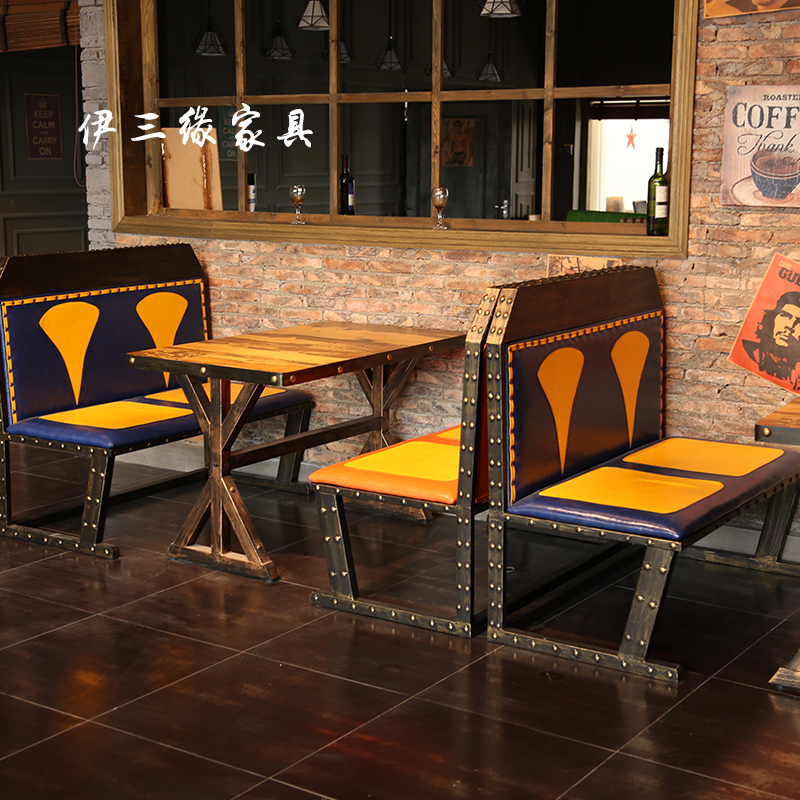New retro Industrial Wind Dining Hall Cassette Sofa Commercial Themed West Restaurant Hotel Barbecue and Fire pot Shop cassette