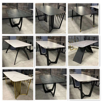 Italian imported rock board dining table and chair modern simple 4 6 people long table Nordic marble small household dining table