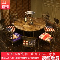 Hotel table and chair barbecue hot pot restaurant hotel retro theme western restaurant bar table and chair combination