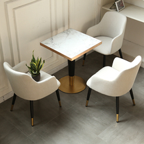 Net red marble table light luxury milk tea shop table and chair combination cafe negotiation table and chair hotel restaurant leisure chair
