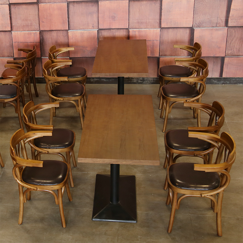 Solid Wood West Dining Room Table And Chairs Catering Small Eating Shop Day Cuisine armchair Chuanxiang Restaurant Noodle Restaurant Dining Room Dining Table And Chairs Combination