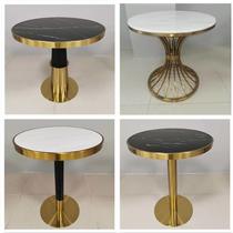 The sales department to discuss the zhuo yi zu he qing luxury modern marble stainless steel side milk tea shop reception rock small round table