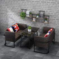 Industrial wind cafe Western restaurant wrought sofa bar clear bar music bar deck sofa table and chair combination