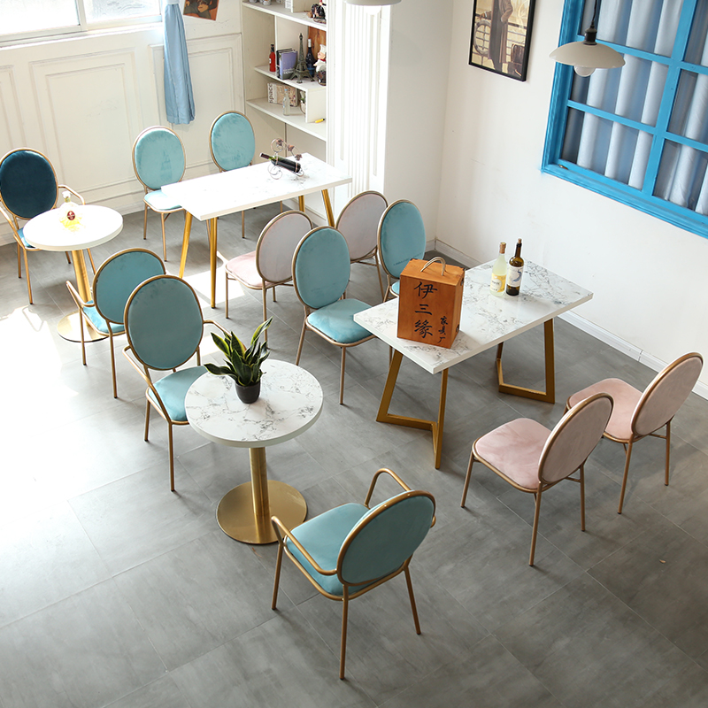 Brief Casual Talks Online Red Milk Tea Shop Sweets Shop Table And Chairs Combined Light Lavish Cafe Snack cold Drinking shop table and chairs