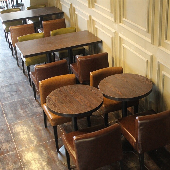 Retro Café table and chairs Milk Tea Shop Table And Chairs Combined Casual Dining sweet snack Snack Restaurant 4 People