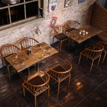 New retro cafe table and chair milk tea dessert shop Western restaurant bar table and chair theme restaurant dining table and chair combination