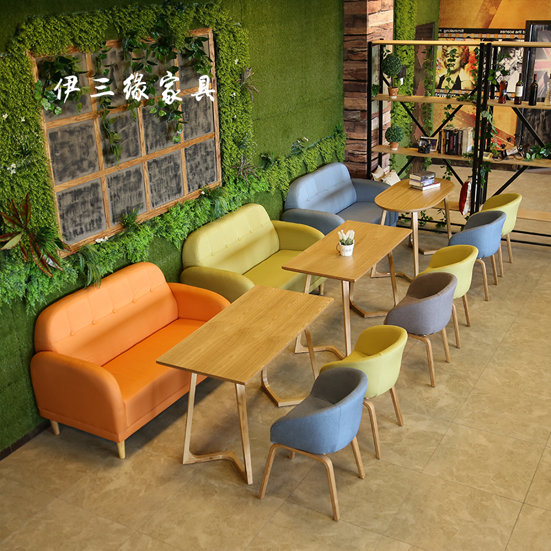 Custom West Restaurant cassette sofa Leisure bar Double Milk Tea Shop Table And Chairs Dining Sofa Combination Cafe Table And Chairs