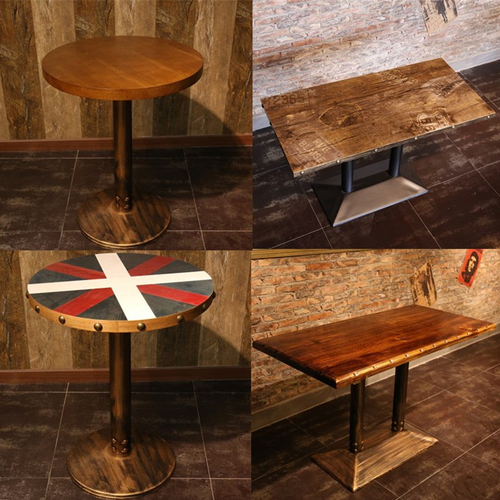 Solid Wood Cafe West Dining Room Table And Chairs Casual Talks Square Table Retro Sweet Milk Tea Shop Table Bar Table Creativity