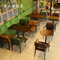 Coffee shop table and chair dining milk tea dessert shop table chair theme western restaurant Music dining bar sofa table and chair combination