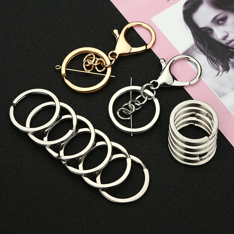 Stainless steel thickened car key ring ring handmade diy accessories circle large loose leaf ring open ring Lobster buckle iron ring