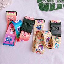 Cartoon Bread Superhuman Bacteria Boy Checked Suitcase Packing Strap Pull Lever Case Reinforcement Password Bale Box Straps
