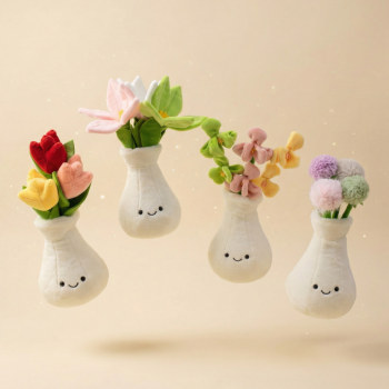 Lily, tulip, potted flowers, plush toy, cute desktop orchid vase ornament, accompanying doll, doll