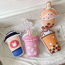 Pearl Milk Tea Bifacial Printed Holding Pillow Girls Presents Rabbit Rabbit Gongzai Wool Suede Toy Sleeping Cushions Doll Gift