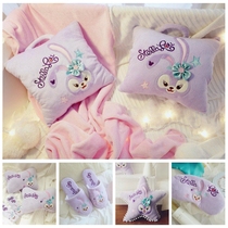 Cute and elegant rabbit plush hold pillow blanket three with pentagram leaning on pillowcase pillow slippers Purple Rabbit Perimeter