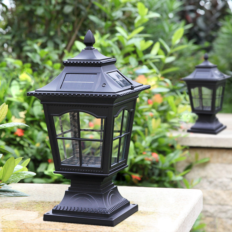European outdoor solar column head light Outdoor garden villa exterior wall waterproof courtyard wall head wall gate column light