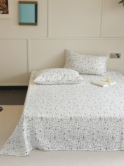 A类全棉双层纱床单单件 透气裸睡卡通纯棉纱布被单双人100棉床笠