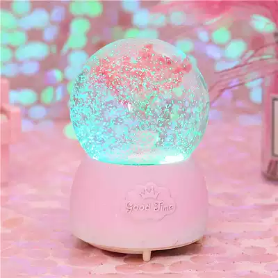 Crystal ball fantasy cherry blossom music box Music box girl girl Day gift Tanabata Valentine's Day to send girlfriend girl