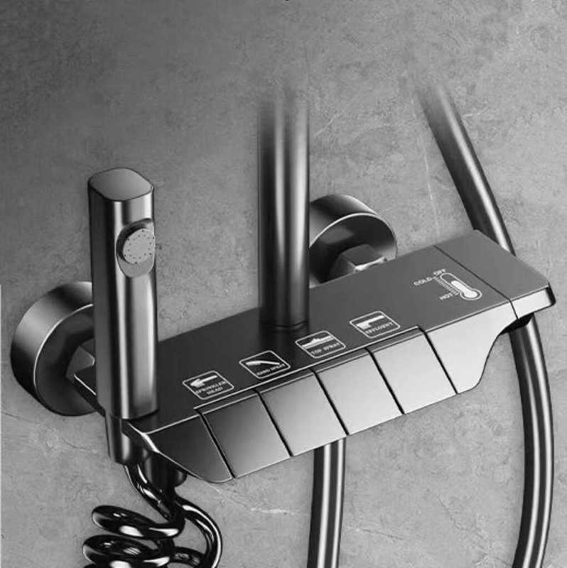 Universal Shower Accessories, All-Copper Shower Body, Hot and Cold Mixing Valve, Thermostatic Exposed Faucet, Four-Mode Shower Switch Valve Universal Shower Accessories, All-Copper Shower Body, Hot and Cold Mixing Valve, Thermostatic Exposed Faucet, Four-Mode Shower Switch Valve