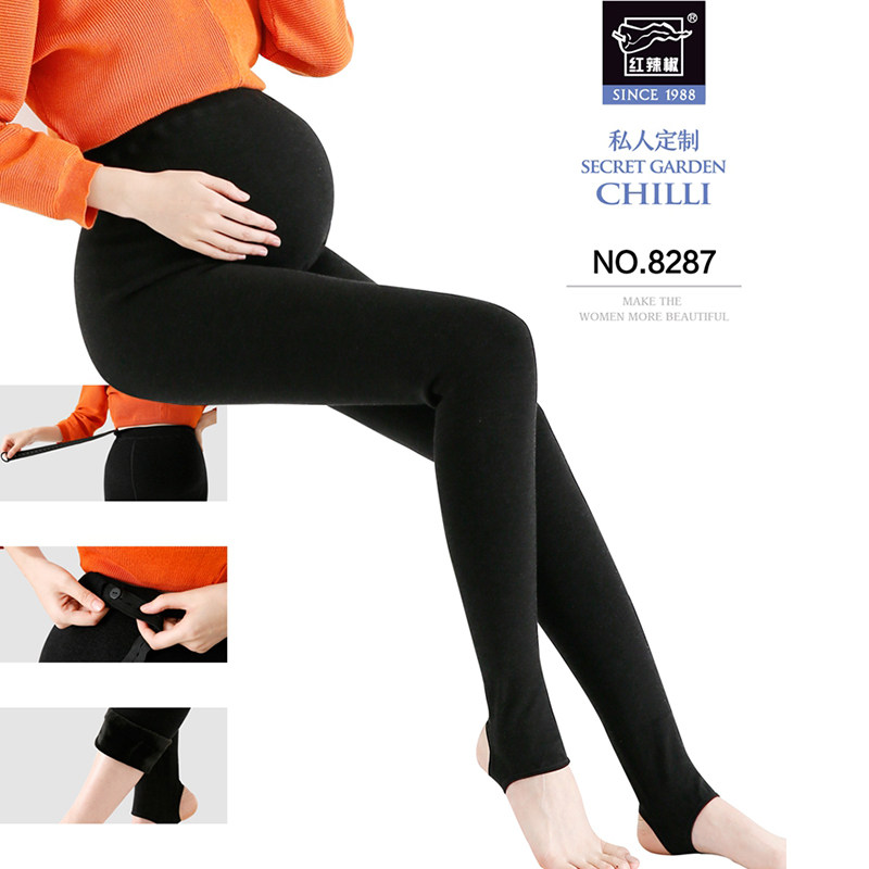 Red pepper pregnant women wear pants in winter velvet thickened cotton pants warm tights to wear warm pants outside the abdomen Pregnancy