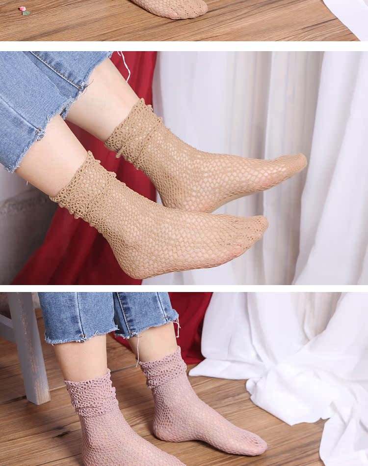 Nhật Bản mùa xuân và mùa hè mùa thu ren lưới openwork vớ trong đống vớ phiên bản Hàn Quốc của các sinh viên Sen dài retro - Vớ sợi tre tất nike