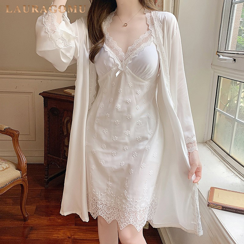Sexy Harnesses Sleeping Skirts Summer Pyjamas Women's Ice Silk Home Suits Suit Women With Chest Cushion White Pendant With Superior Sense